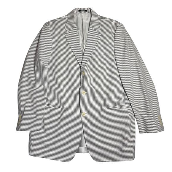VTG J Press Seersucker Pinstriped Blazer Mens Size 42 Tall 100% Cotton